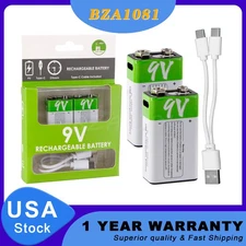2-4pcs 9V 9 Volt Li-ion USB Rechargeable Batteries 5800MWH Lithium Ion Battery