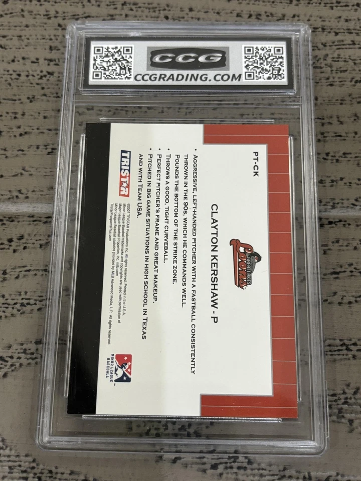 Clayton Kershaw 2007 Tristar Prospects Plus CCG 10 RC - Image 2 of 2