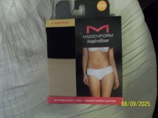 2 PR. MAIDENFORM INSPIRATIONS NYLON BLEND HIPSTER PANTIES NIP BLACK  TAN SZ 6