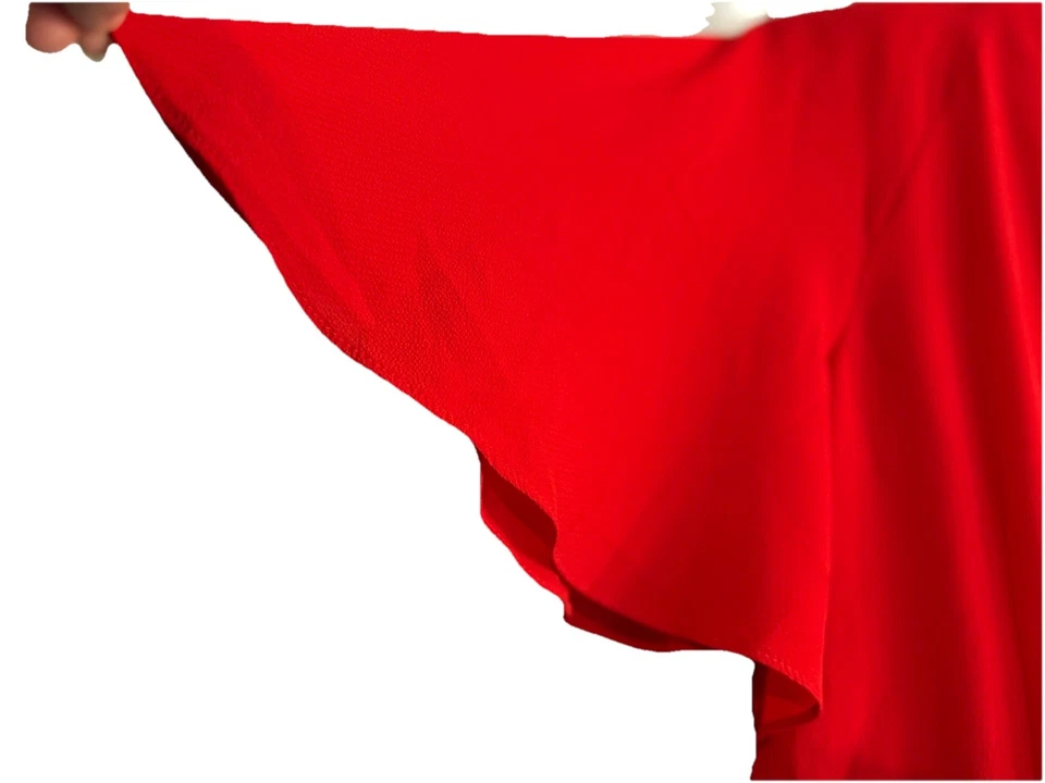 Vestido para mujer Maggy London talla 12 forrado de seda cierre de botones cuello rojo línea A Foto 4 de 4