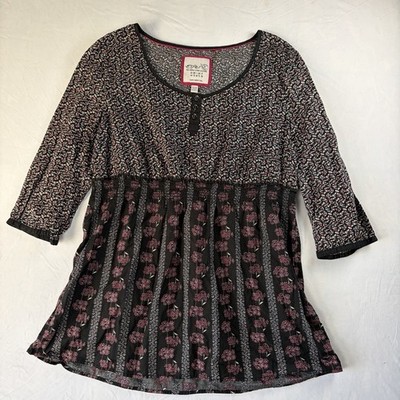Esprit The World Is Our Culture Babydoll Women s Floral Top Blouse Sz US-14 Boho
