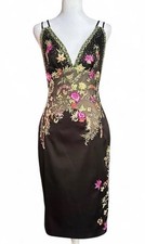 Jovani Y2K Satin Beaded Embroidered Midi Dress Sz 4 Similar to Mandalay Style
