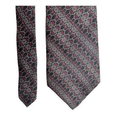 CHRISTIAN DIOR Geometric 100% Silk Tie Dark Red Grays 3.5''x59'' Designer Classic