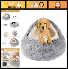 Cozy Hooded Dog Bed for Small Pets, Washable Cat Cave, Anti-Slip Nook Bed 20"x20