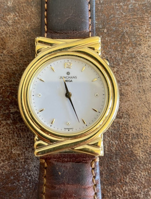 Vintage JUNGHANS MEGA, Damenuhr, Lederband, Funkuhr, Designuhr, Top