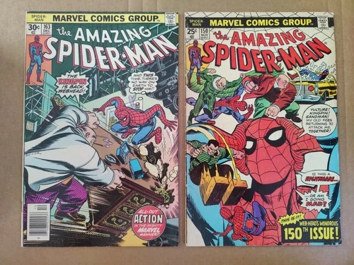 Lot Of 2 Amazing Spider-Man 150 VG 163 FN+ (Marvel Comics 1976 1975) Kingpin