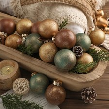12 Pcs Large Neutral Textured Christmas Ball Ornaments 3.15 Inch Vintage Rust...