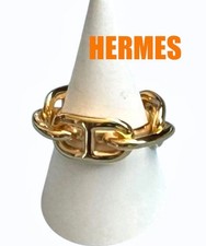 HERMES Chaine d'Ancre Gold Scarf Ring - Vintage Excellent Condition