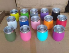 Bulk Wine Tumblers Cup,Stainless Steel Stemless Wine Glass with Lids and Straws