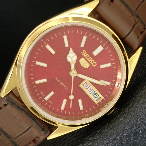 JAPAN VINTAGE REFURBISHED SEIKO 5 AUTOMATIC 6309A MENS RED DIAL WATCH a442371-4