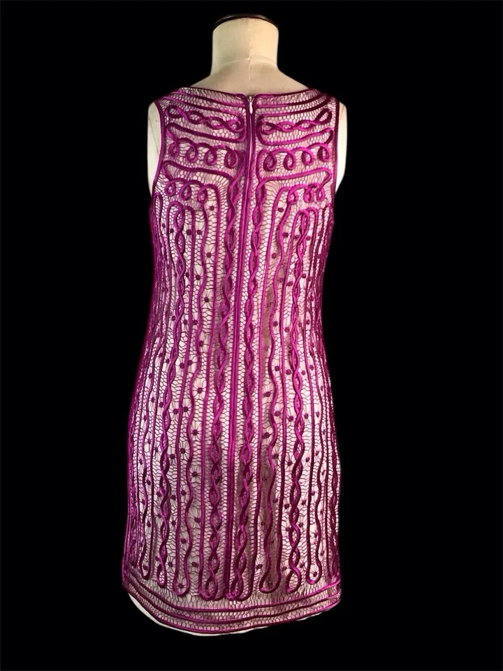 Vestido Ali Ro Rosa Hilo de Seda Beige, Talla 4, Usado en Excelente Condición Foto 4 de 4