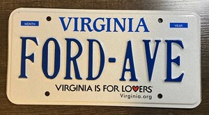 Virginia Personalized Vanity License Plate Va FORD - Ave Avenue Man Cave Sign