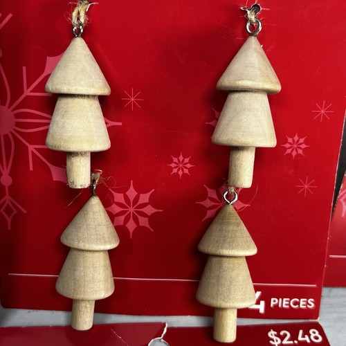 17 Holiday Time Mini Ornaments Wooden Trees Frames Reindeer - Picture 5 of 8