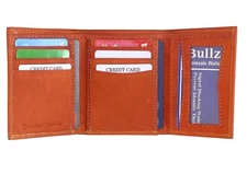 Real Leather Slim Wallets For Men Trifold Mens Wallet W/ ID Window