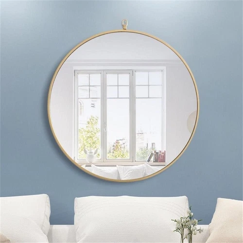 Elegant Decor Rowan 28" Round Metal Frame Hooked Mirror in Brass - Picture 2 of 11
