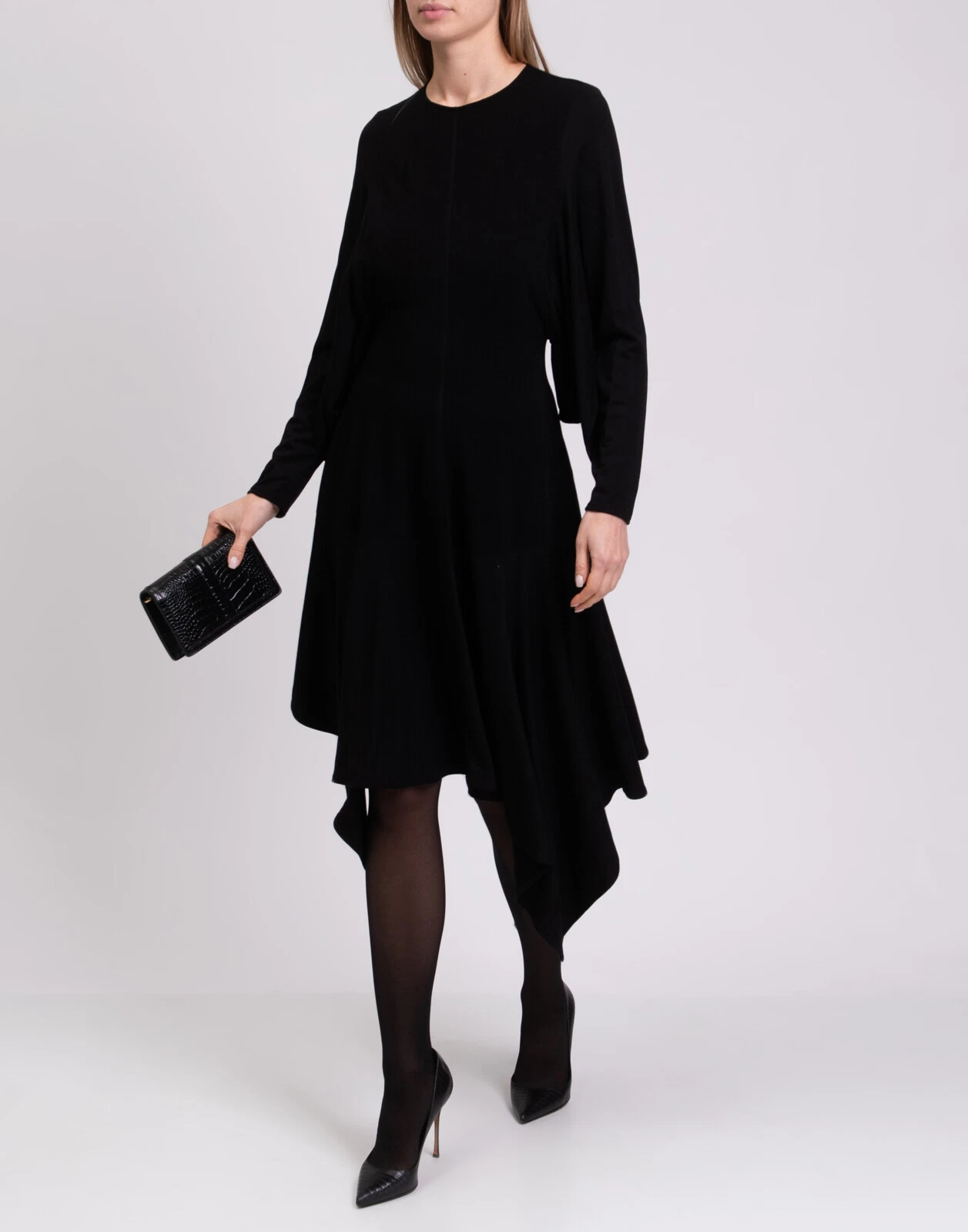 Abito con orlo asimmetrico Loewe RRP€1300 FR38 US6 UK10 M manica drappeggiata Made in France