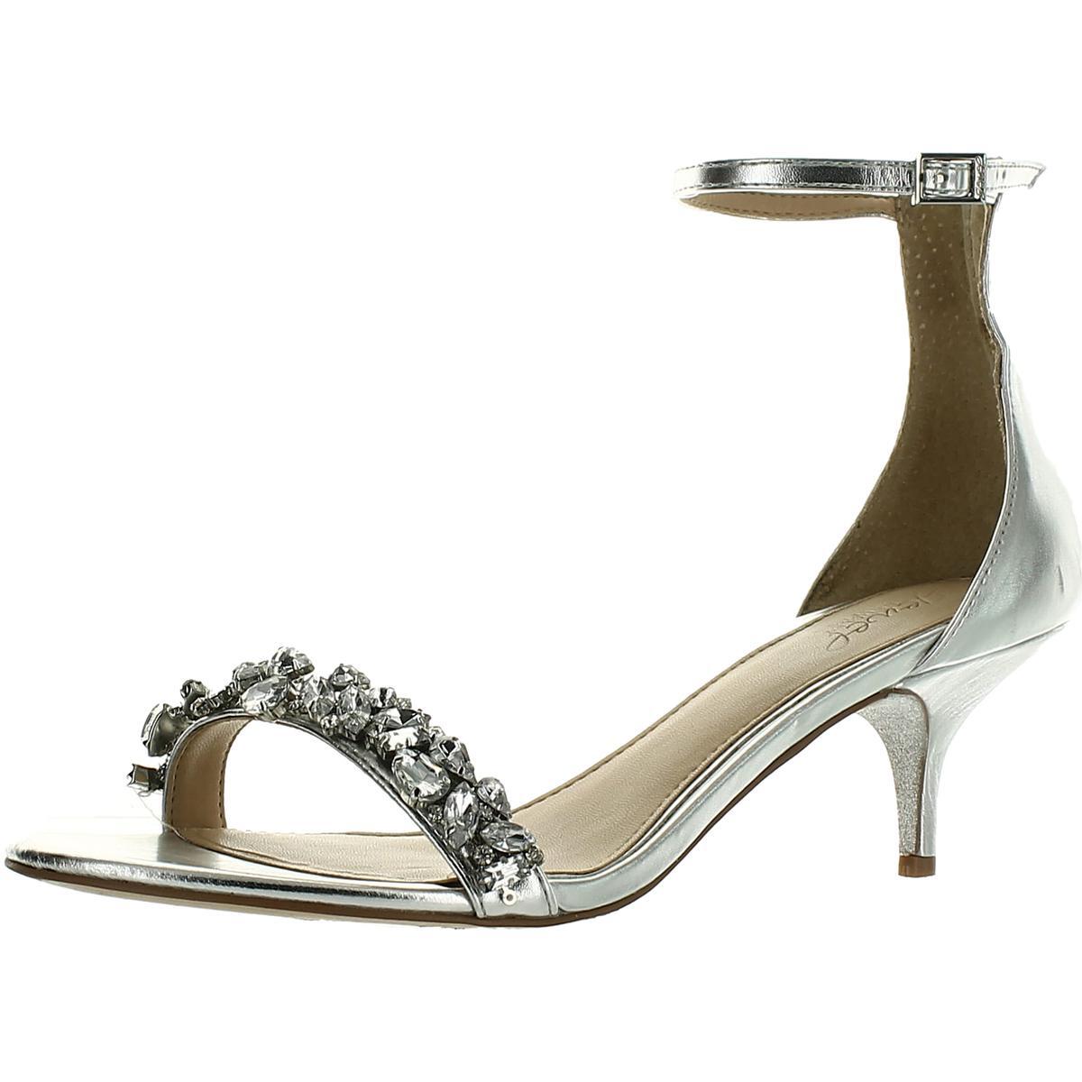 Jewel Badgley Mischka Womens Dash Silver Heel Sandals 9.5 Medium (B,M) 7207  800554740809 | eBay