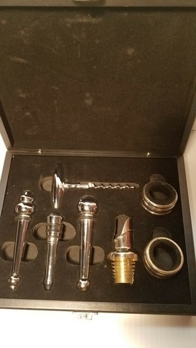 7pc Wine Accessory Bar Set Kit Bottle Opener Corkscrew Drip Rings Home Kitchen - Picture 2 of 3