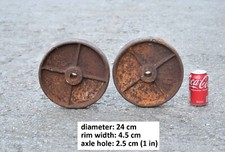 pair of iron wheels shepherd / chicken hut antique old trolley wheel 24 cm