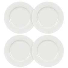 4 pc White Dessert Plate Set Bone China Side Plate Porcelain Bread Plate Set