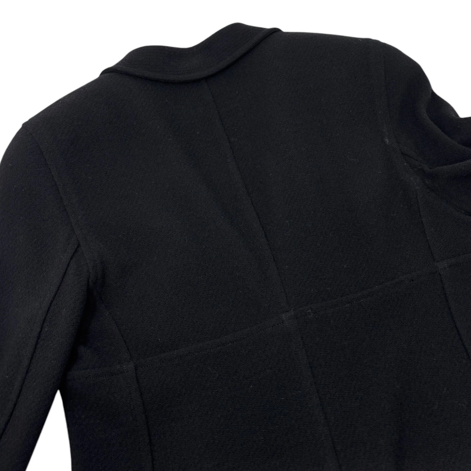 Giacca lunga CHANEL vintage logo CC bottoni nero oro lana collo tasca