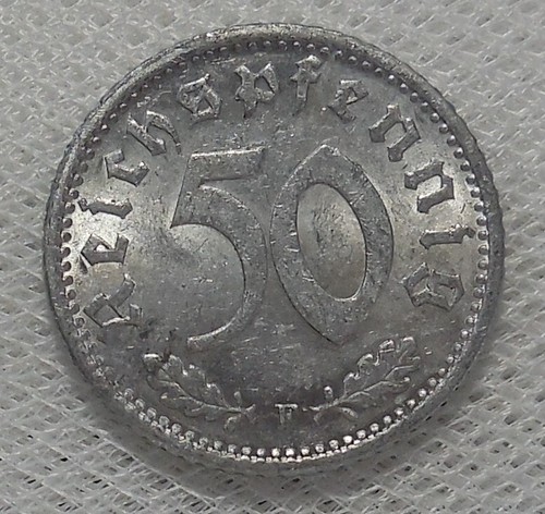 1944 F NAZI GERMANY 50 REICHSPFENNIG COIN XF-AU - Picture 2 of 2