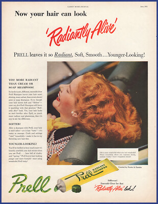 Vintage 1951 PRELL Shampoo Radiantly Alive Hair Salon Decor