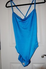 Vintage Bill Blass Turquoise Blue 1 pc Swim Suit XL/14 70s 80s Cosplay Costume