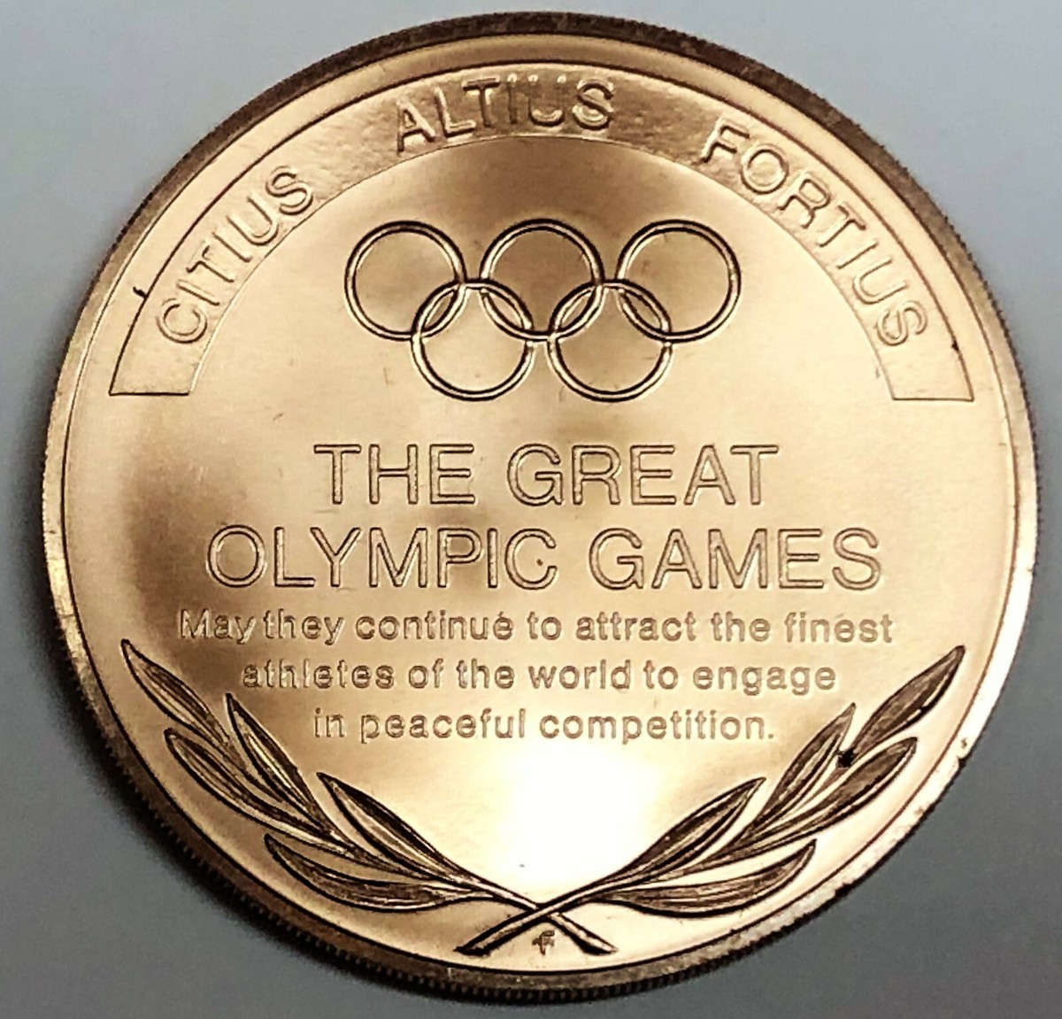 C6085 FRANKLIN MINT OLYMPICS BRONZE MEDAL, GREAT OLYMPIC
