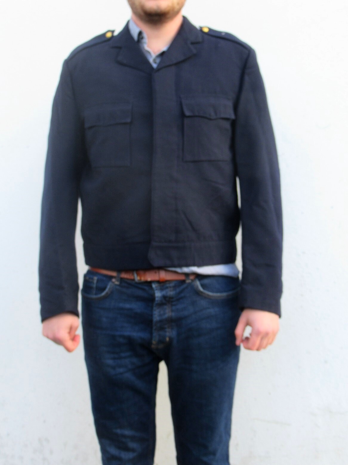 Vintage Swedish Army navy ike Jacket Military bomber lined cotton coat