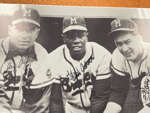 Hank Aaron Foto Firmada 16x20 Johnny Logan Jsa Auto Milwaukee Braves - Imagen 2 de 5