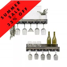 Double Wine & Glass Shelf, Alcohol Shelf, Bar Shelf Outdoor Bar Rustic Shelf