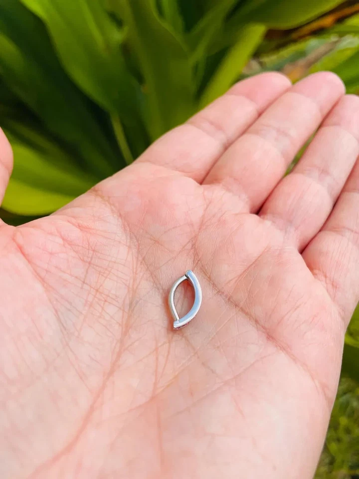 Anillo ombligo oro 14k ombligo ajuste punta zafiros rosas naturales para mujer Foto 2 de 4