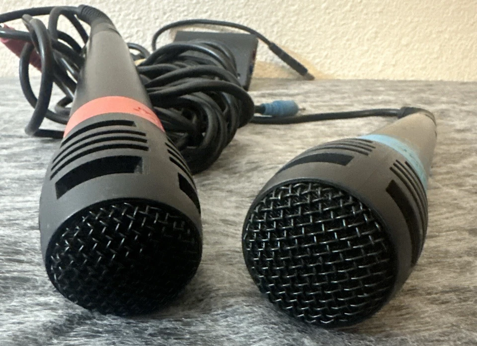 Conjunto de microfones Singstar vermelho e azul SCEH-0001 Sony PlayStation 2 com dongle - Imagem 4 de 4