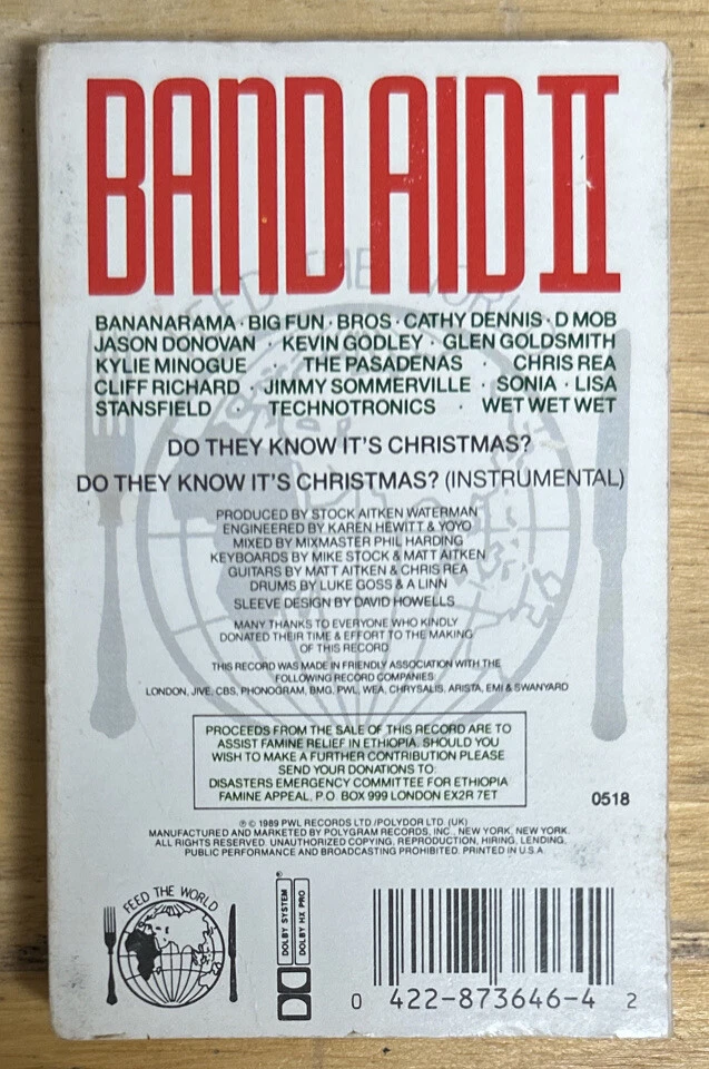 Band Aid II Do They Know It’s Christmas Cassette Single Bananarama Techotronics Foto 4 de 4