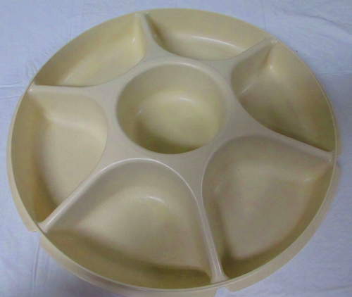 Tupperware 4-teiliges Set Gemüse Snack Serviertablett Dipschüssel Deckel mandel beige - Bild 2 von 4