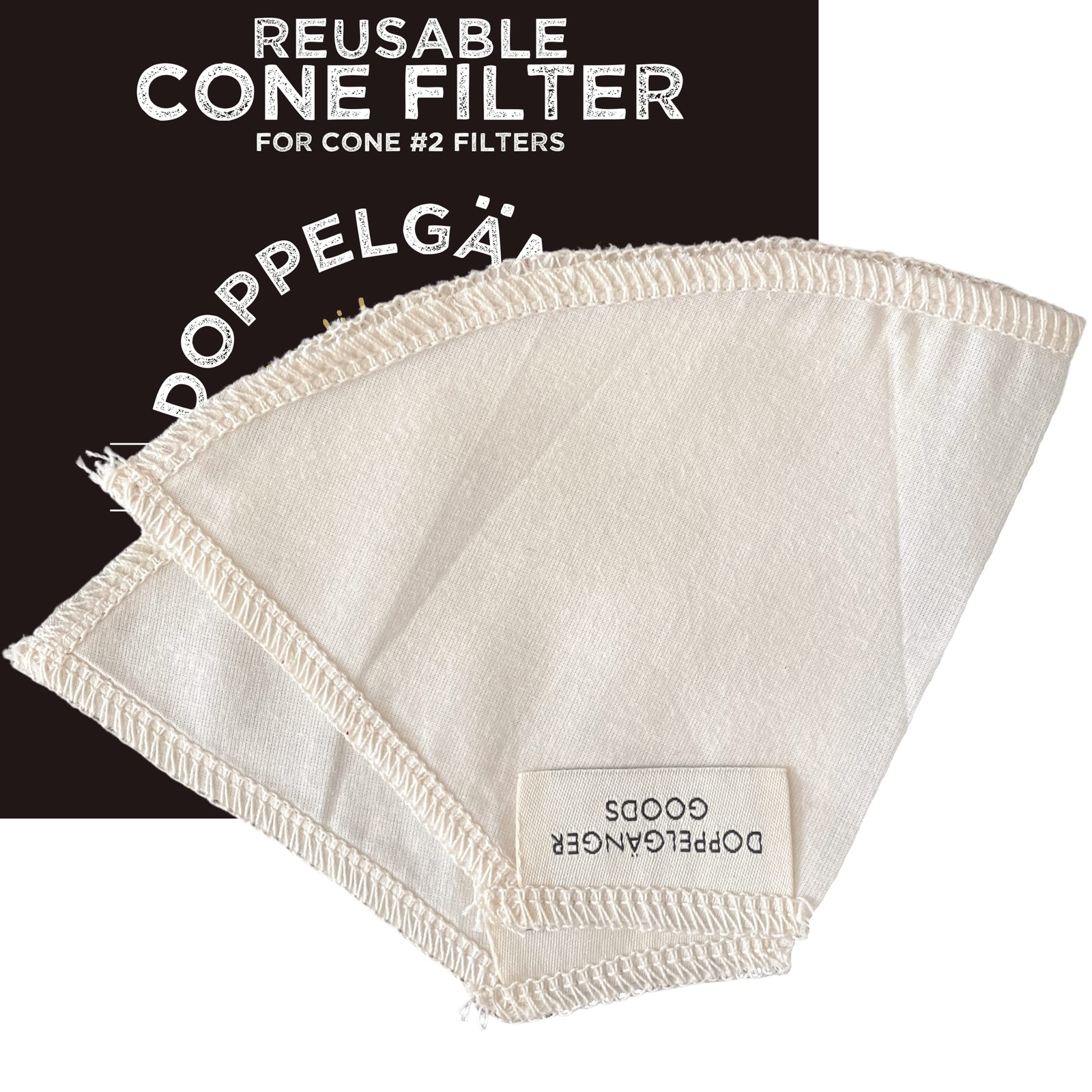 2-Pack Reusable Organic Cotton Cone #2 Coffee Filter &mdash; Cloth Filters for Coff...