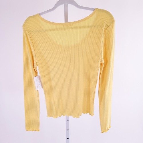 New Abound Long Sleeve Lettuce Edge Pajama Top Yellow Bamboo Size Small - Picture 6 of 9