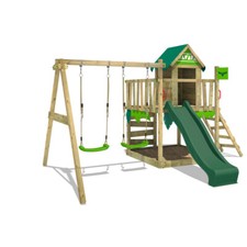 FATMOOSE JazzyJungle Jam XXL Wooden ClimbingFrame SuperSwing & green Slide