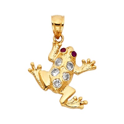 14K Gelbgold Zirkonia Frosch Anhänger