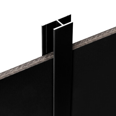Aluprofil H-Profil, Aluminium Klemmprofil für 3, 6 und 8mm HPL Platten SCHWARZ