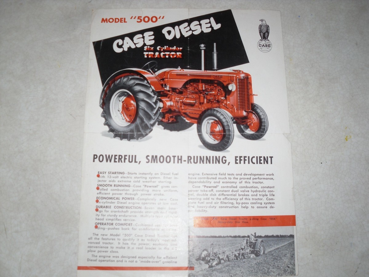 Vintage Case Model &ldquo;500&rdquo; Series 6-cylinder Tractor Spec Sheet 