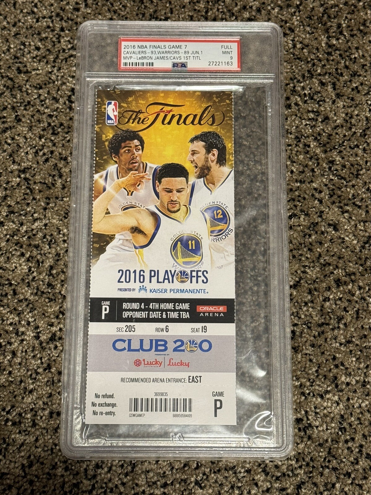 2016 NBA FINALS GAME 7 FULL TICKET PSA 9 CAVS 1st TITLE/MVP LEBRON JAMES
