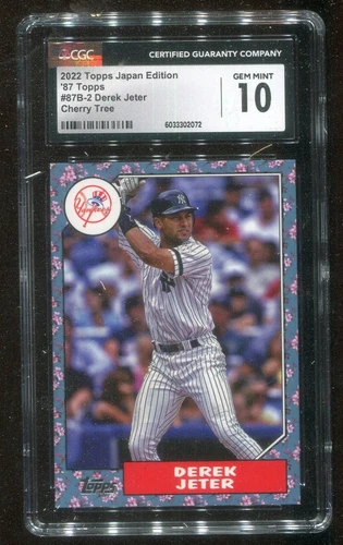 Derek Jeter 2022 Topps Japan 87B-2 Cherry Tree Variation Graded 10 Gem MT by CGC