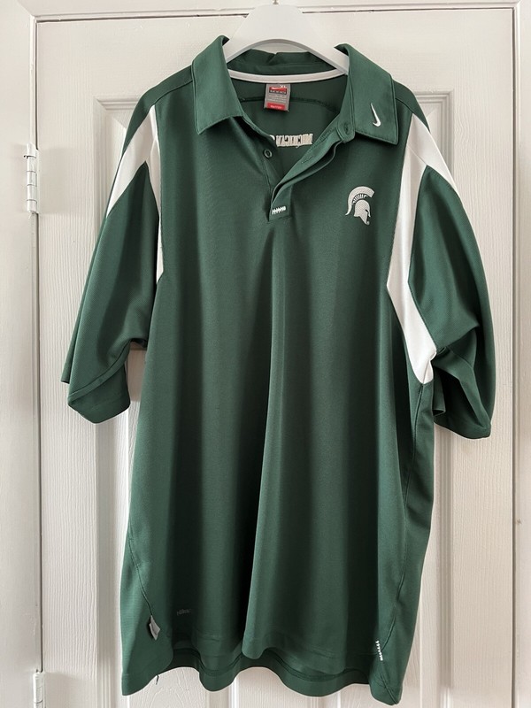 VTG Nike Team Michigan State Spartans Polo Men's SZ XL MSU NCAA Sports 🏀 🏈