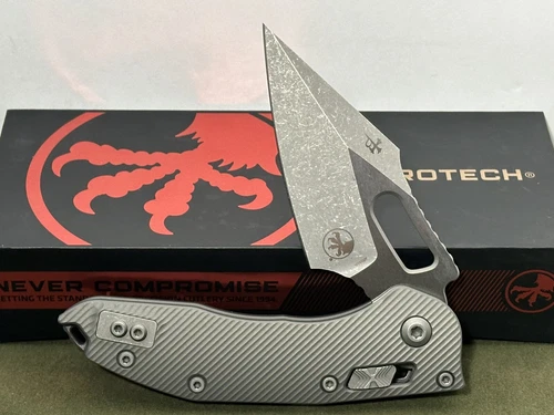 Microtech Manual Stitch Ram-Lok Knife Fluted Natural Clear Aluminum Handle NIB