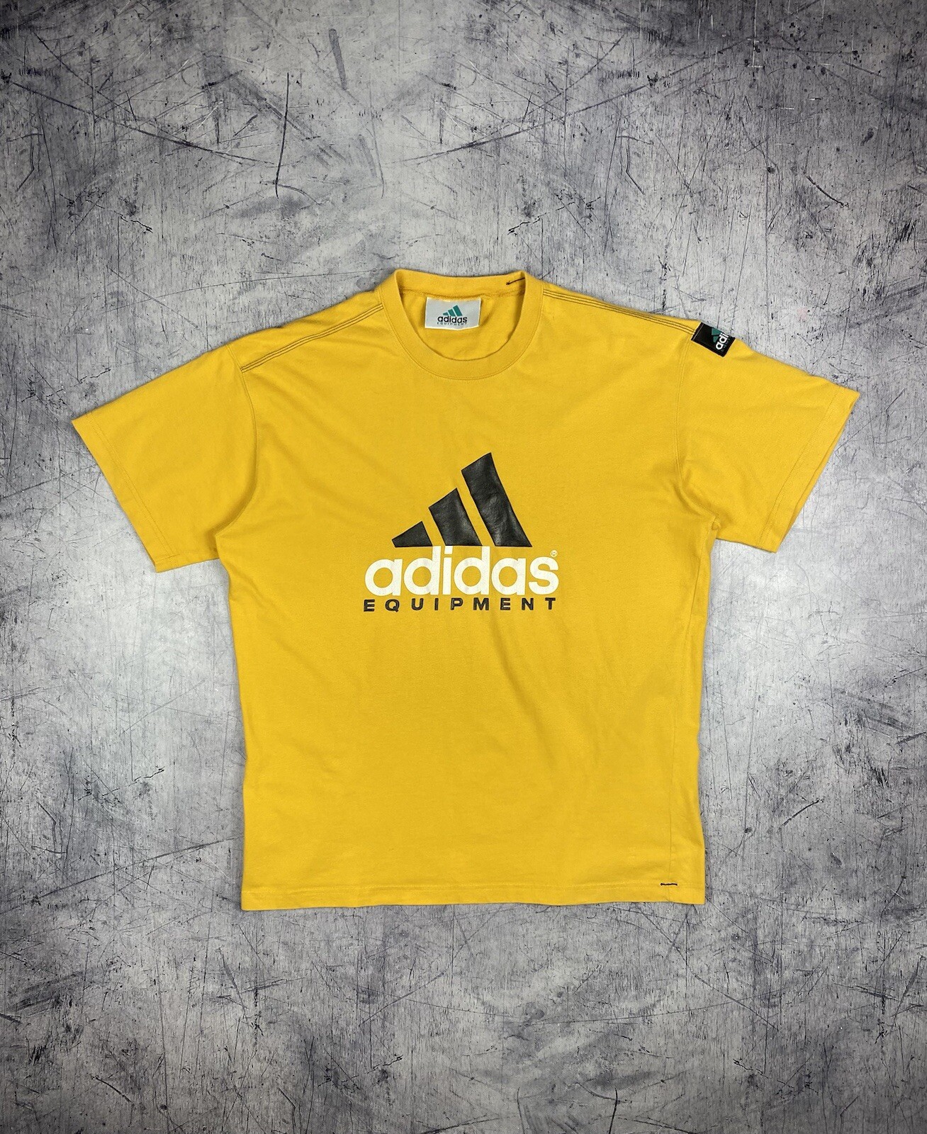 Vintage 90’s Adidas Equipment Big Center Logo Short Sleeve T-Shirt Yellow Size L