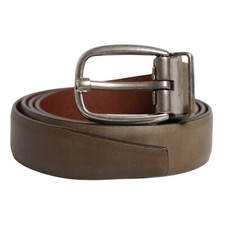 DOLCE & GABBANA Belt Brown Leather Classic Metal Logo Buckle 105cm / 42in 530usd