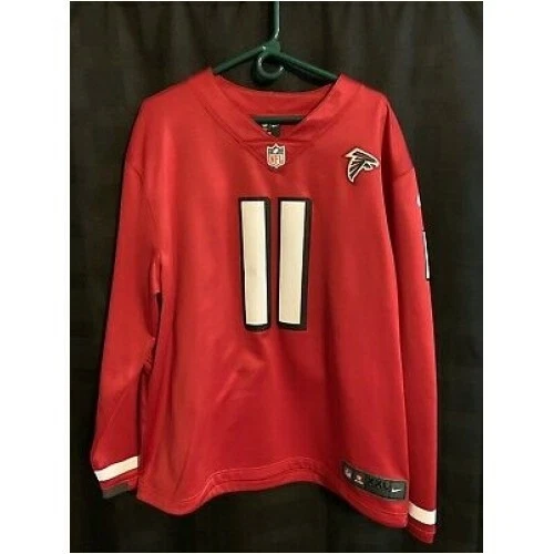 Nike Atlanta Falcons No11 Julio Jones Red Team Color Women's Stitched NFL Limited Therma Long Sleeve Jersey