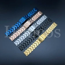 22MM Stainless Steel 3 links bracelet Watch Band with solid links flat end links